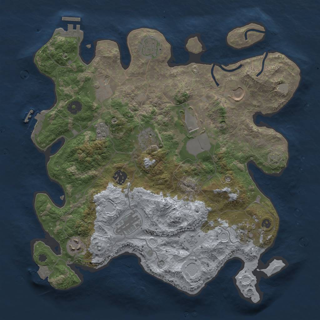 Rust Map: Procedural Map, Size: 3500, Seed: 1198840188, 18 Monuments