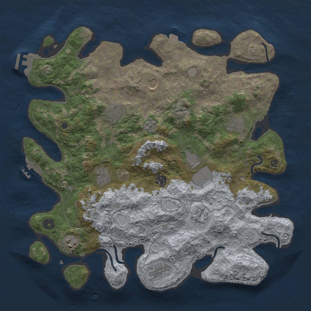 Rust Map: Procedural Map, Size: 4000, Seed: 810624931, 18 Monuments