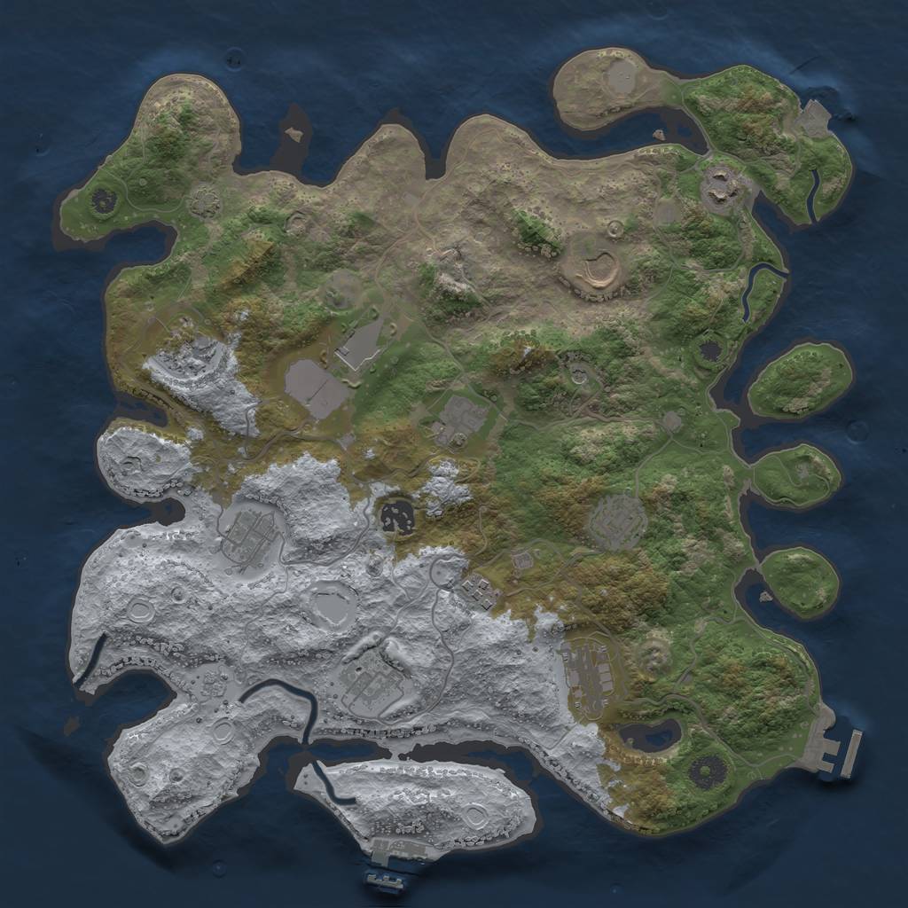 Rust Map: Procedural Map, Size: 3800, Seed: 31503469, 19 Monuments