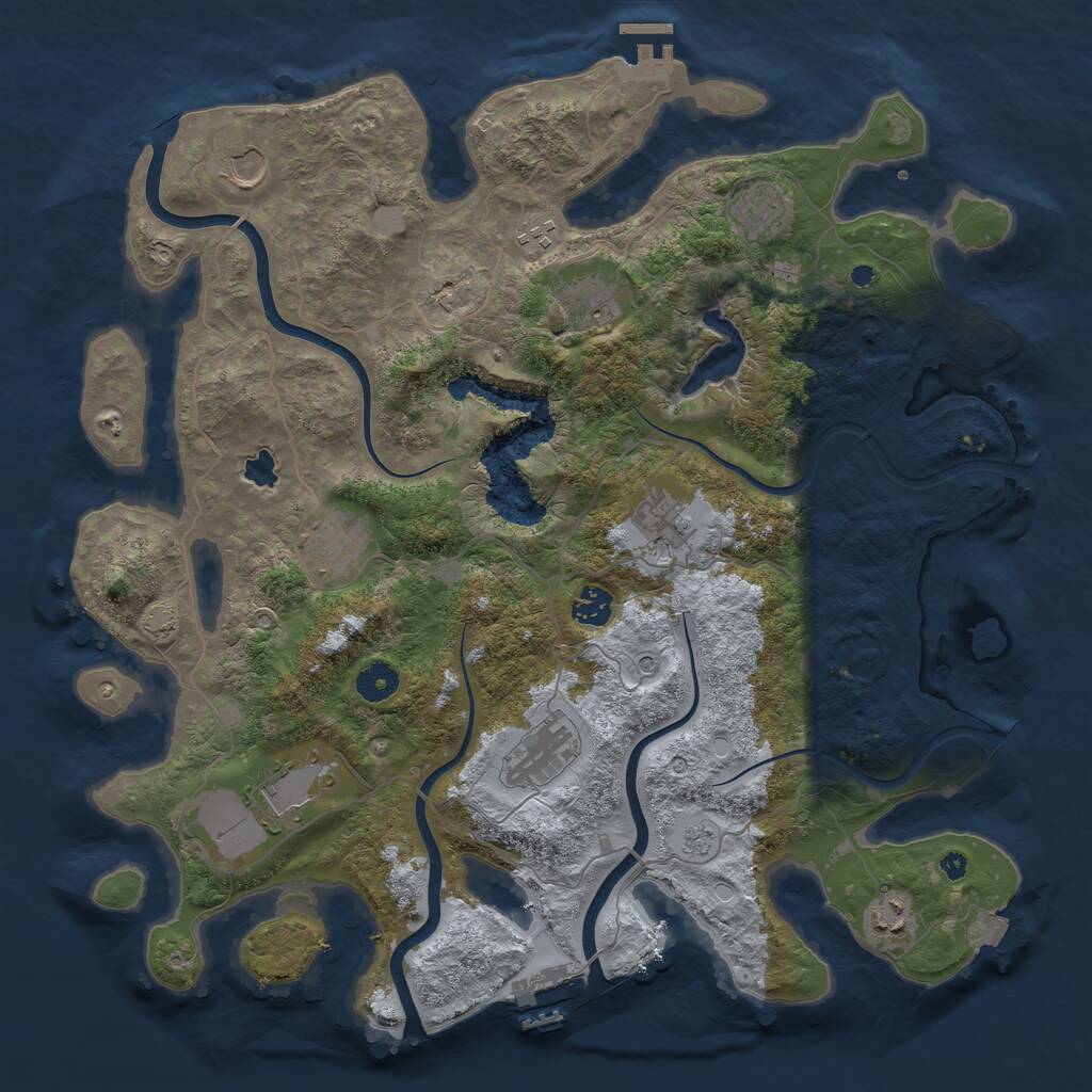 Rust Map: Procedural Map, Size: 4100, Seed: 666, 16 Monuments
