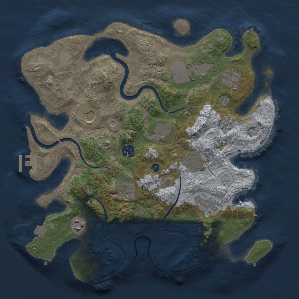 Rust Map: Procedural Map, Size: 3500, Seed: 841337401, 16 Monuments