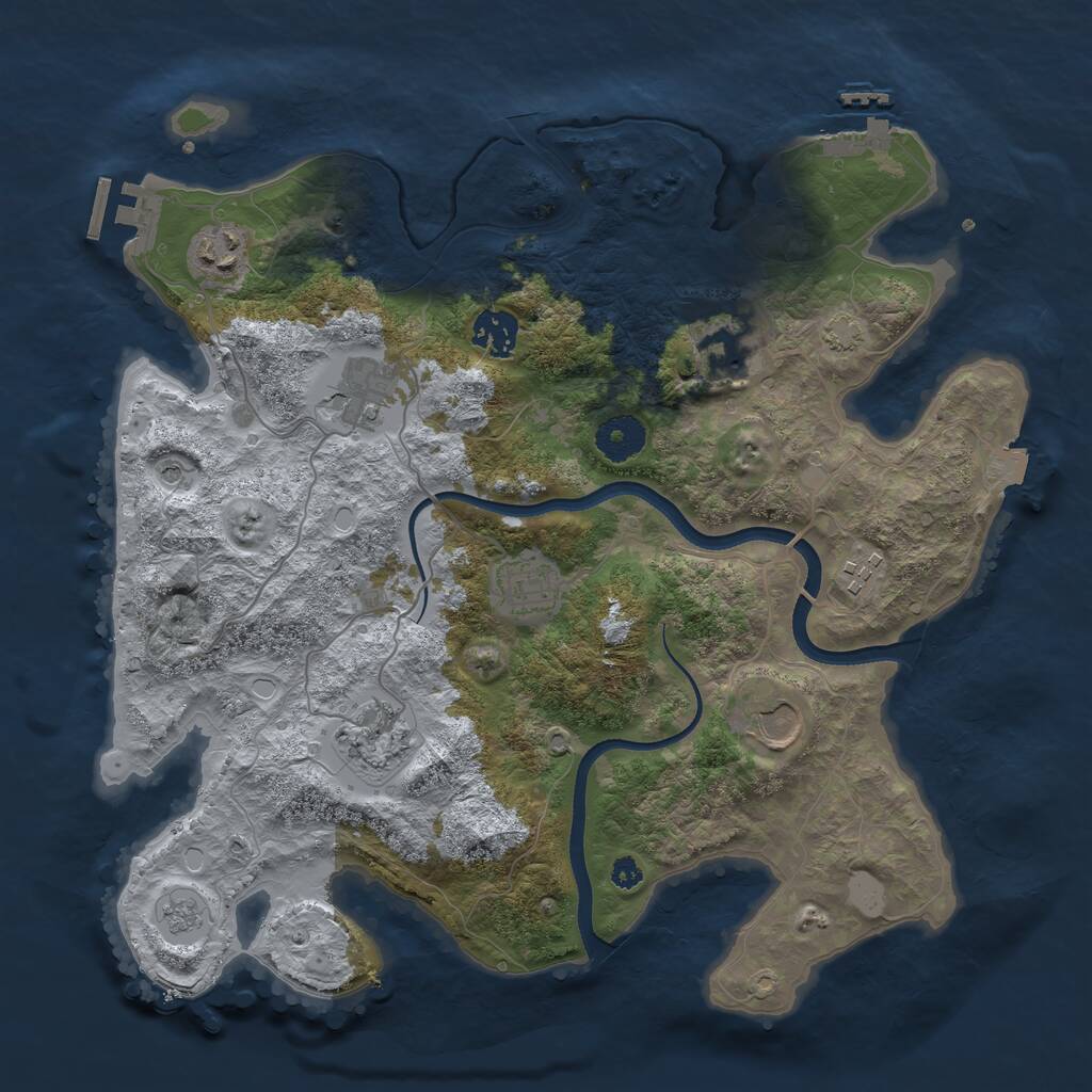 Rust Map: Procedural Map, Size: 3500, Seed: 1249907210, 14 Monuments
