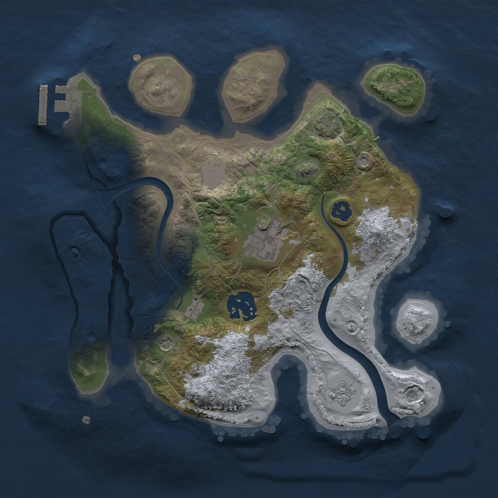 Rust Map: Procedural Map, Size: 2500, Seed: 1252774779, 7 Monuments