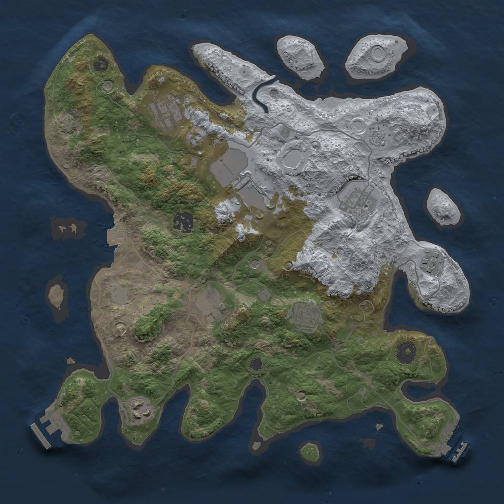 Rust Map: Procedural Map, Size: 3500, Seed: 132035911, 16 Monuments