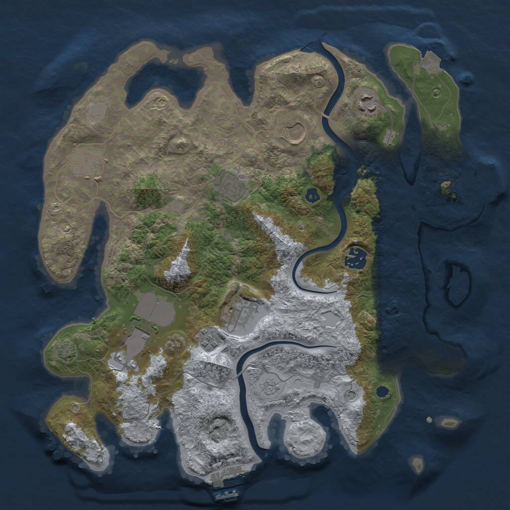 Rust Map: Procedural Map, Size: 3500, Seed: 1119082655, 14 Monuments