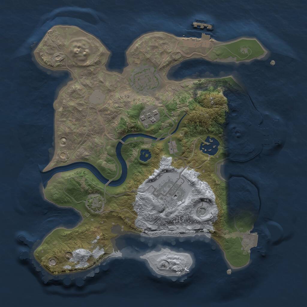 Rust Map: Procedural Map, Size: 2500, Seed: 266652097, 9 Monuments