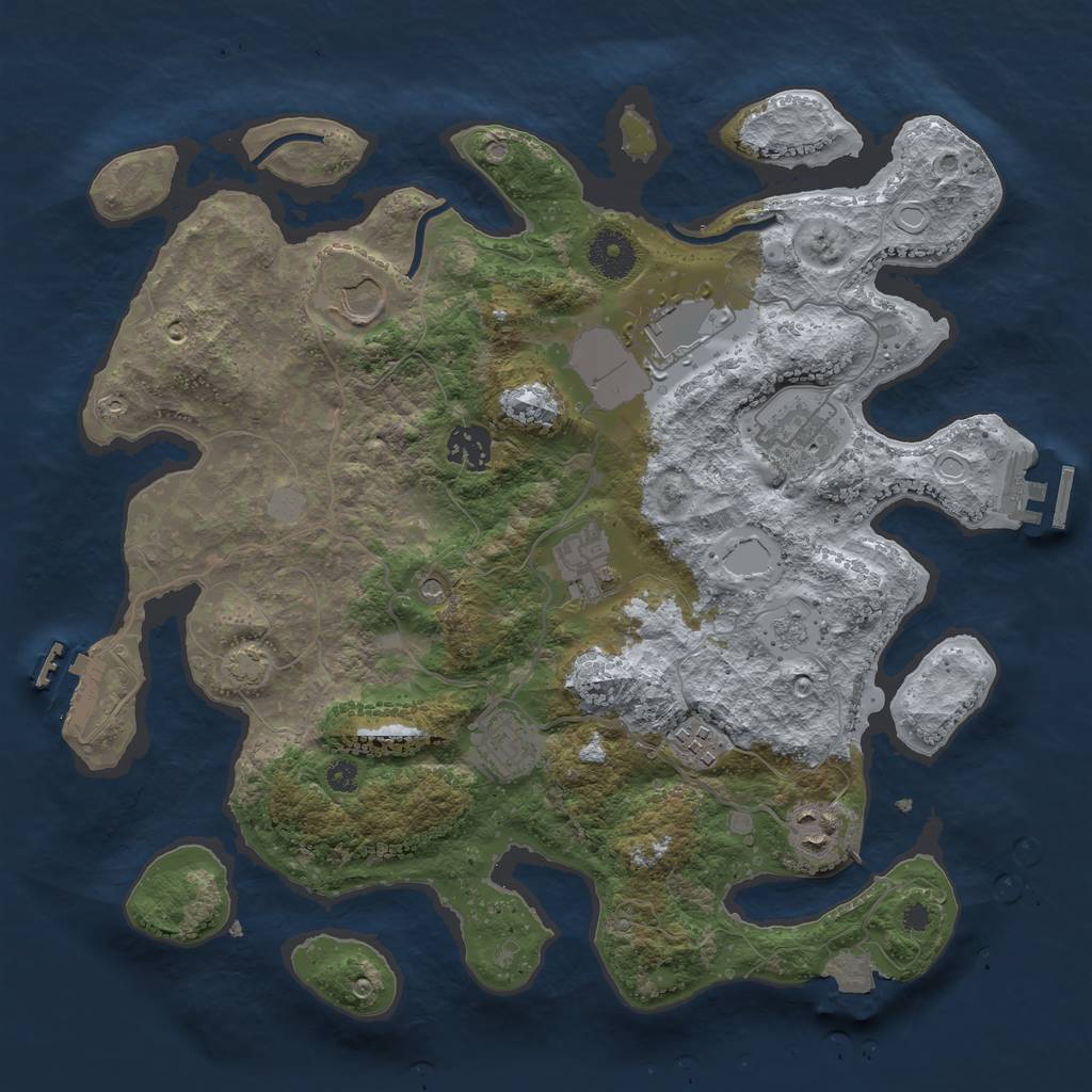 Rust Map: Procedural Map, Size: 3500, Seed: 565379875, 16 Monuments