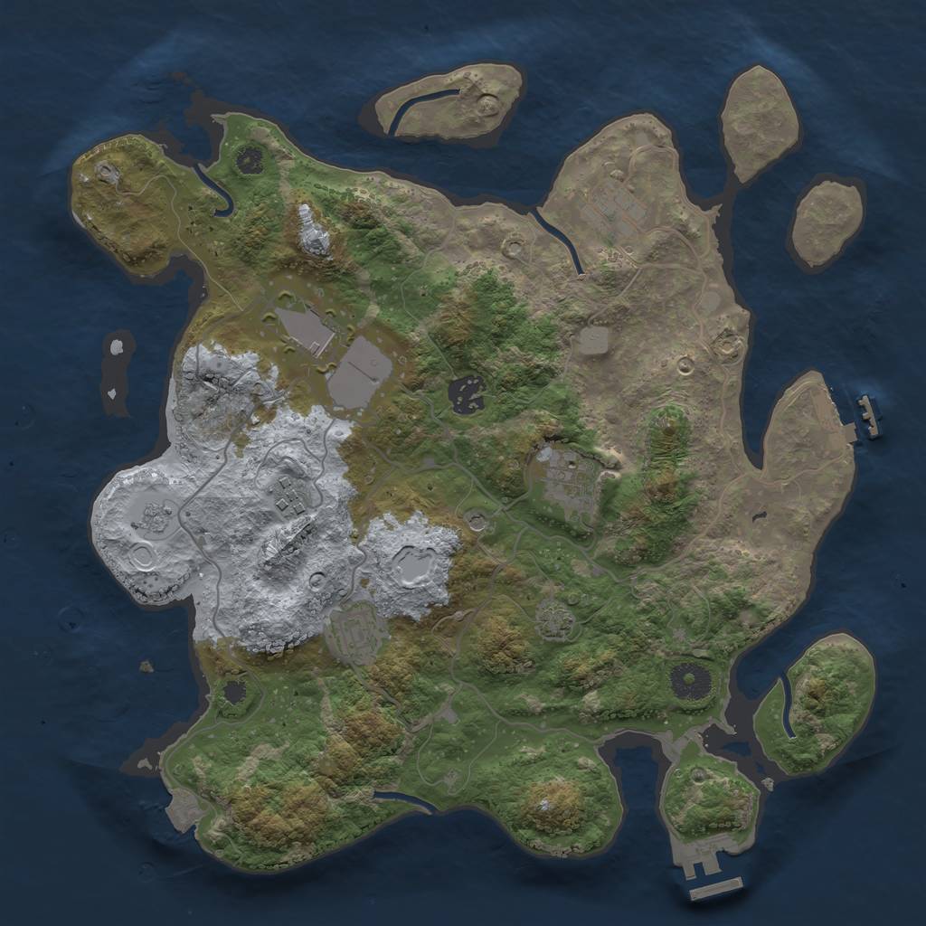 Rust Map: Procedural Map, Size: 3500, Seed: 648281, 14 Monuments