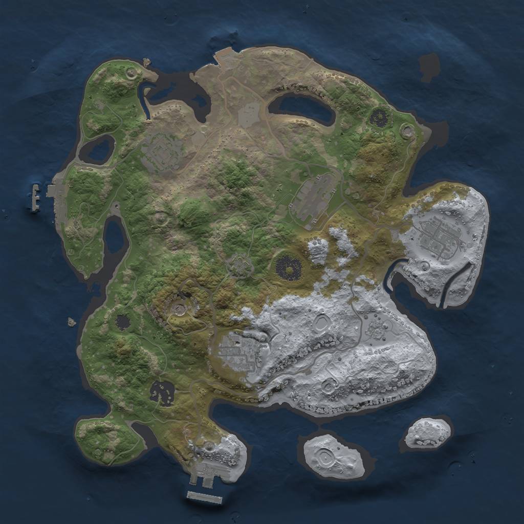 Rust Map: Procedural Map, Size: 3000, Seed: 38153, 13 Monuments