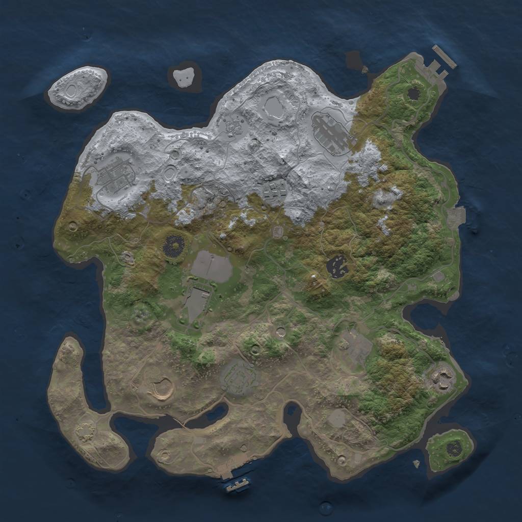 Rust Map: Procedural Map, Size: 3500, Seed: 519475178, 17 Monuments