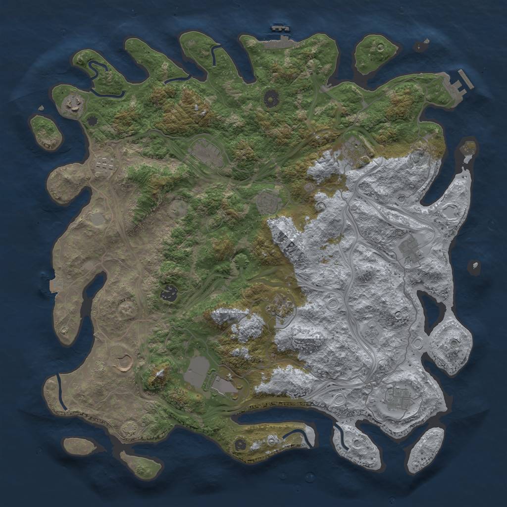 Rust Map: Procedural Map, Size: 4500, Seed: 334719239, 19 Monuments