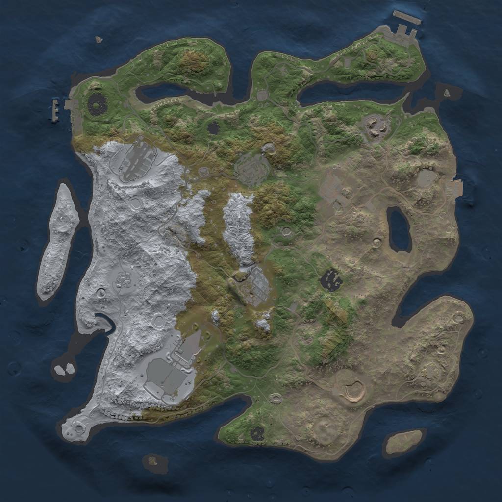 Rust Map: Procedural Map, Size: 3500, Seed: 938529623, 16 Monuments