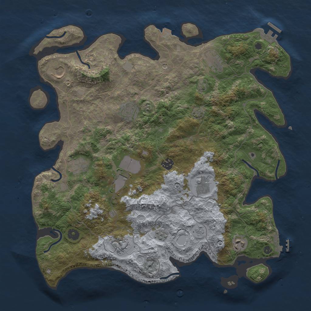 Rust Map: Procedural Map, Size: 4000, Seed: 1195655937, 18 Monuments