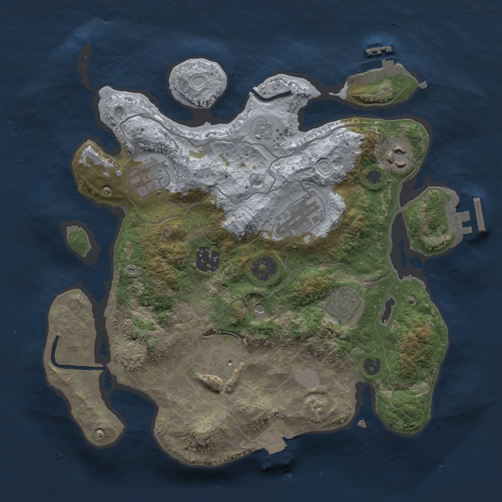 Rust Map: Procedural Map, Size: 3000, Seed: 679284549, 14 Monuments