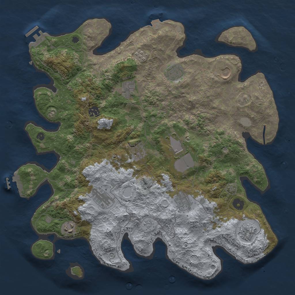 Rust Map: Procedural Map, Size: 3900, Seed: 999, 19 Monuments