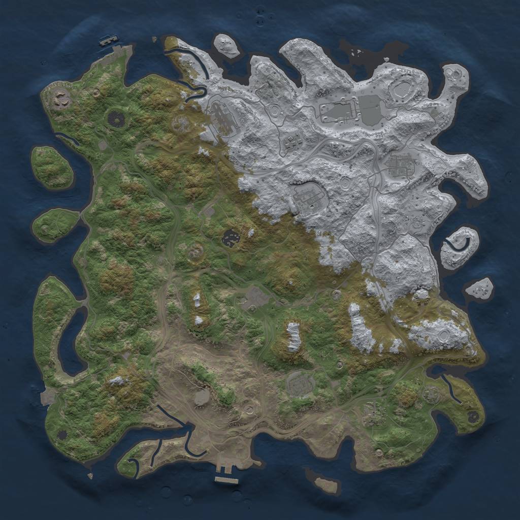 Rust Map: Procedural Map, Size: 4500, Seed: 1734931521, 18 Monuments