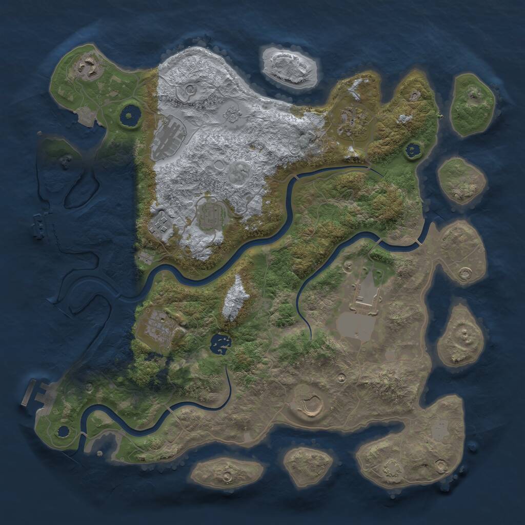 Rust Map: Procedural Map, Size: 3750, Seed: 55318298, 15 Monuments