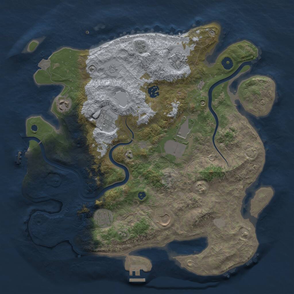 Rust Map: Procedural Map, Size: 3750, Seed: 566869392, 14 Monuments