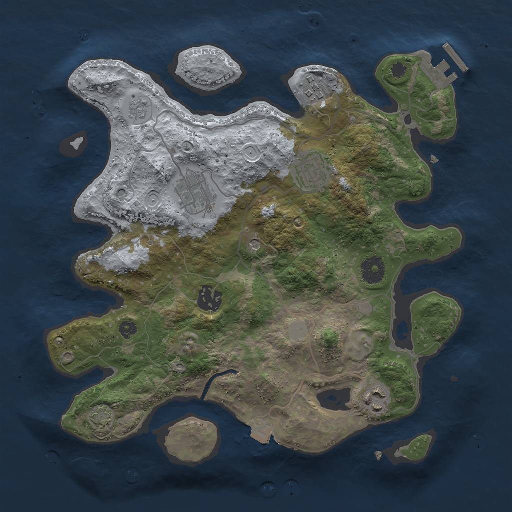 Rust Map: Procedural Map, Size: 3000, Seed: 1165223093, 12 Monuments