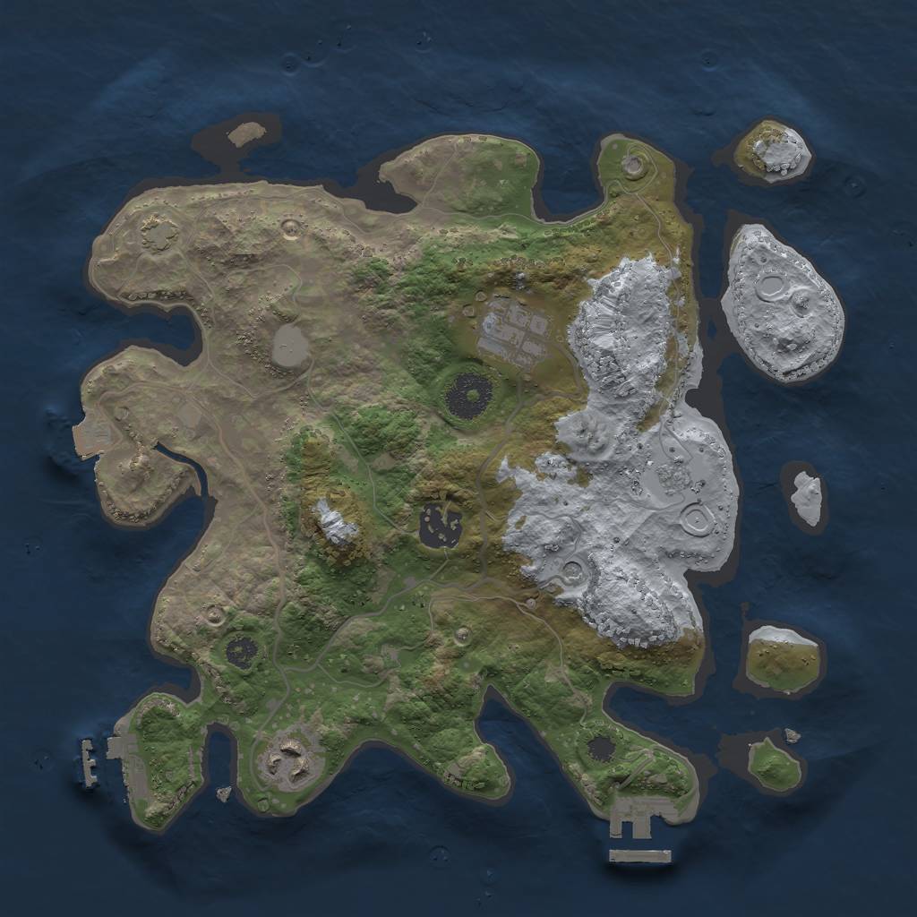 Rust Map: Procedural Map, Size: 3000, Seed: 987625, 11 Monuments