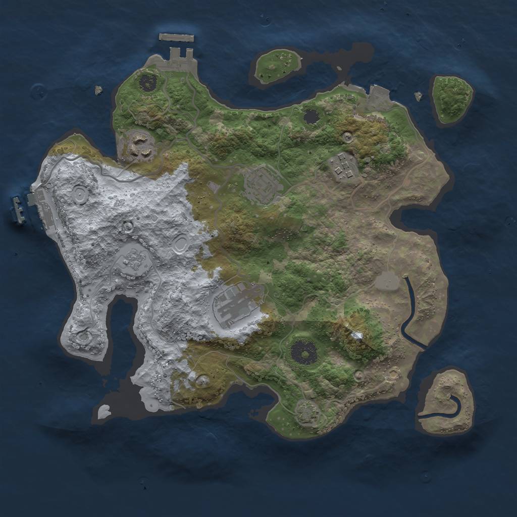 Rust Map: Procedural Map, Size: 3000, Seed: 1082181792, 11 Monuments