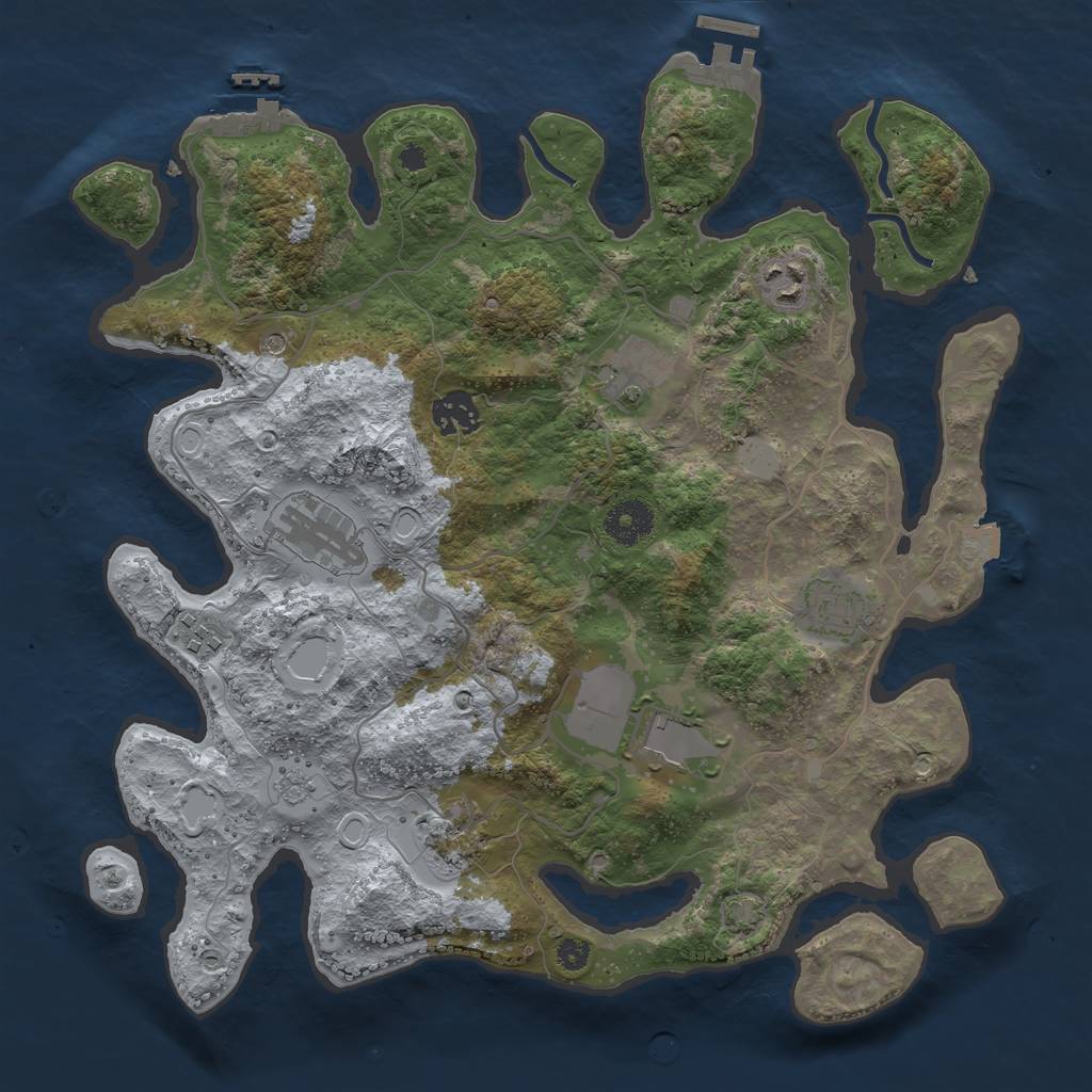 Rust Map: Procedural Map, Size: 3500, Seed: 509146178, 16 Monuments