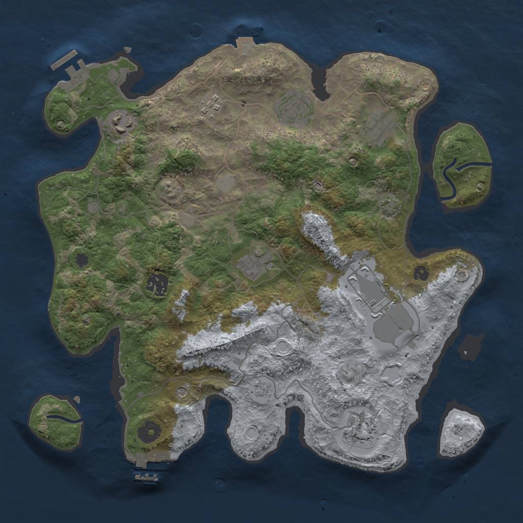Rust Map: Procedural Map, Size: 3500, Seed: 468212259, 16 Monuments