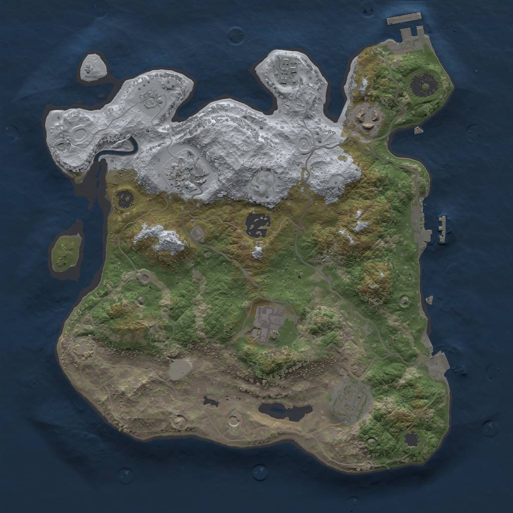 Rust Map: Procedural Map, Size: 3000, Seed: 870661159, 14 Monuments