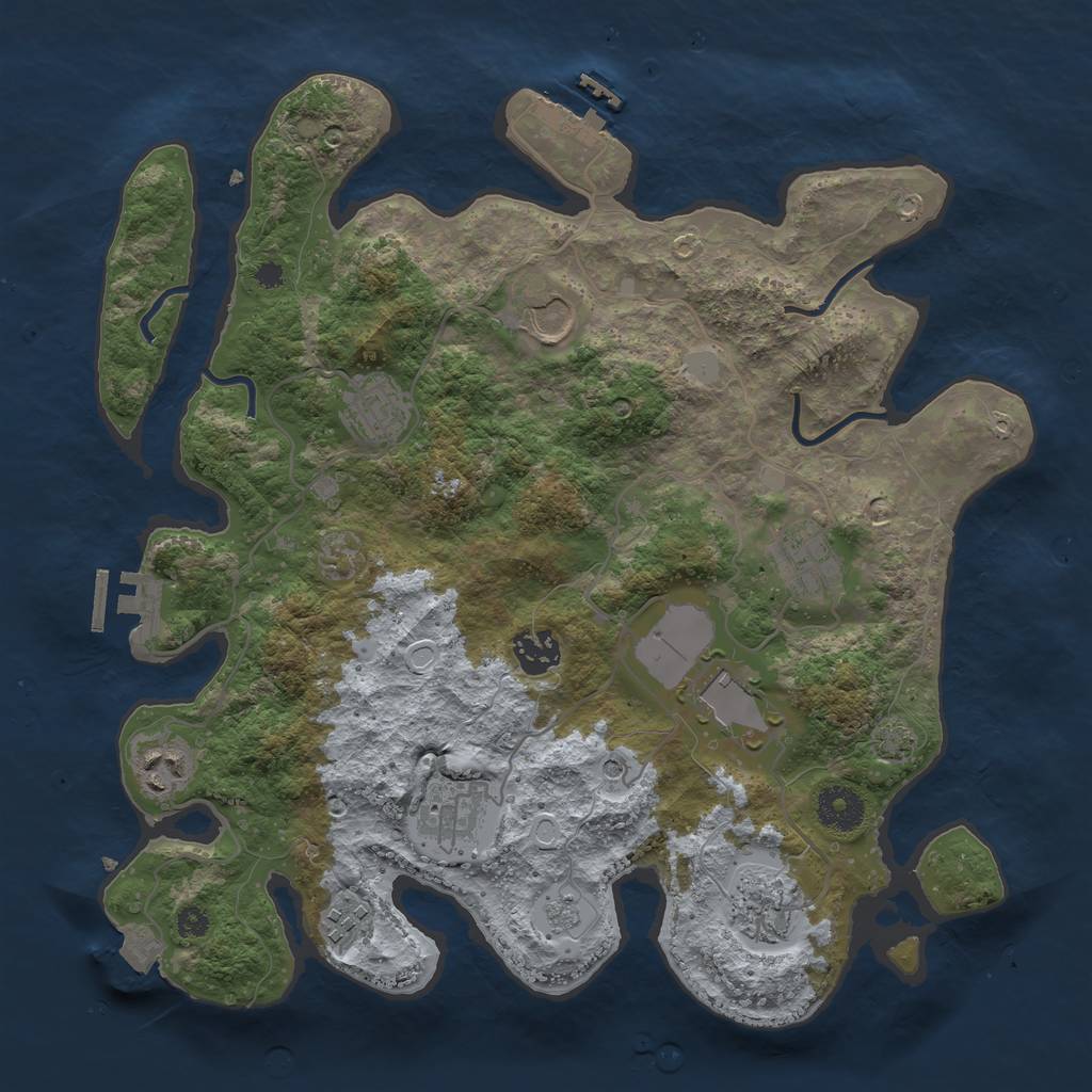 Rust Map: Procedural Map, Size: 3500, Seed: 1744695928, 17 Monuments