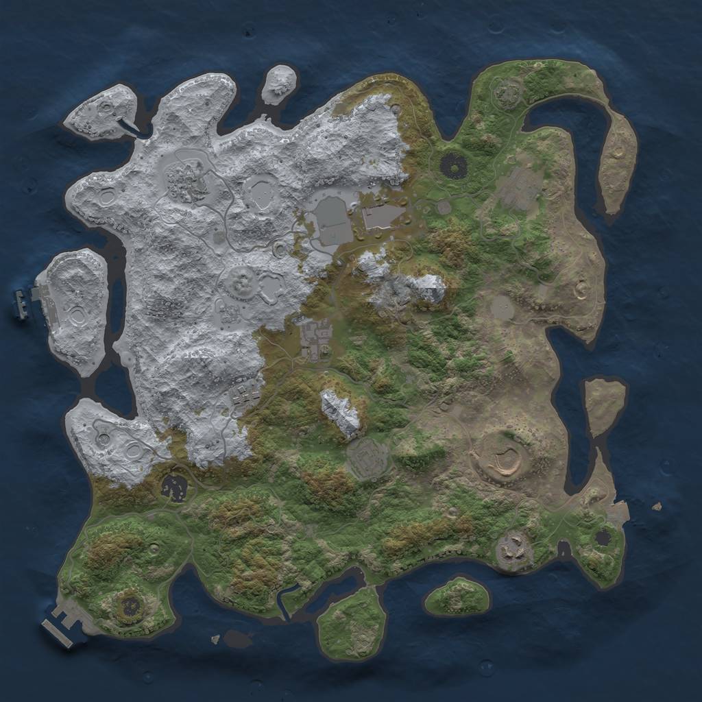 Rust Map: Procedural Map, Size: 3850, Seed: 319963954, 17 Monuments