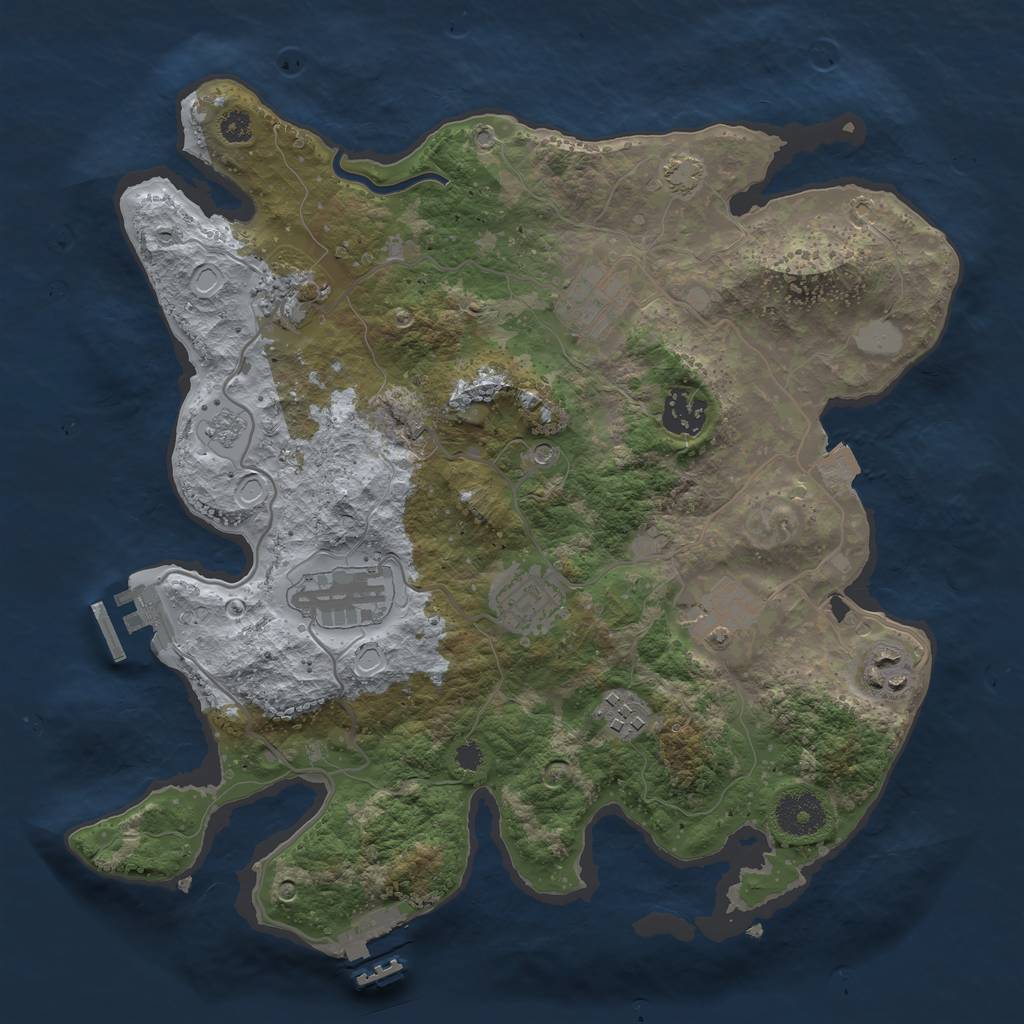 Rust Map: Procedural Map, Size: 3300, Seed: 1743362385, 16 Monuments