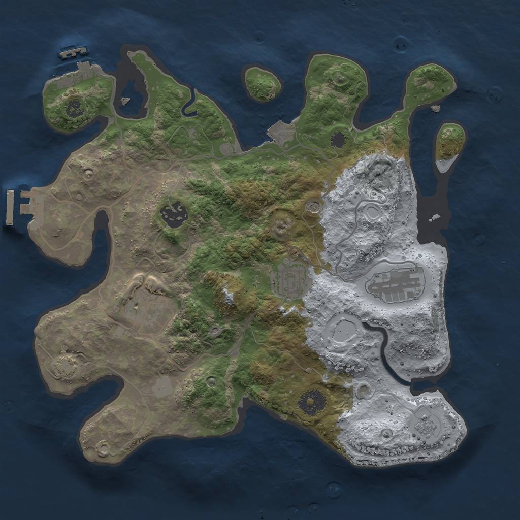 Rust Map: Procedural Map, Size: 3000, Seed: 33282, 12 Monuments