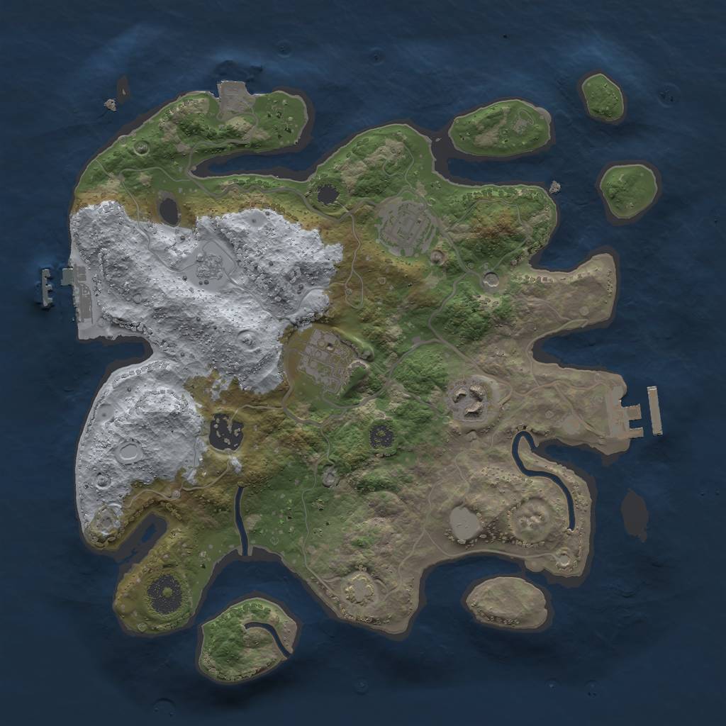 Rust Map: Procedural Map, Size: 3000, Seed: 31037, 12 Monuments