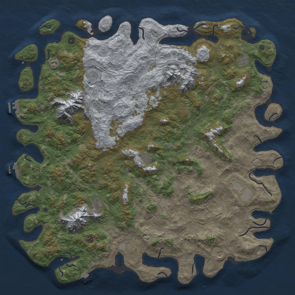 Rust Map: Procedural Map, Size: 6000, Seed: 1142692137, 19 Monuments