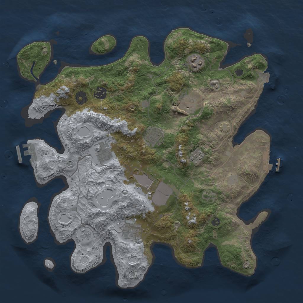 Rust Map: Procedural Map, Size: 3500, Seed: 29727, 16 Monuments