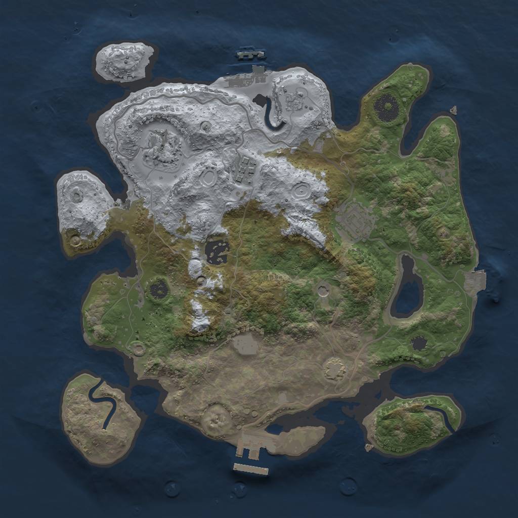 Rust Map: Procedural Map, Size: 3000, Seed: 43395, 12 Monuments