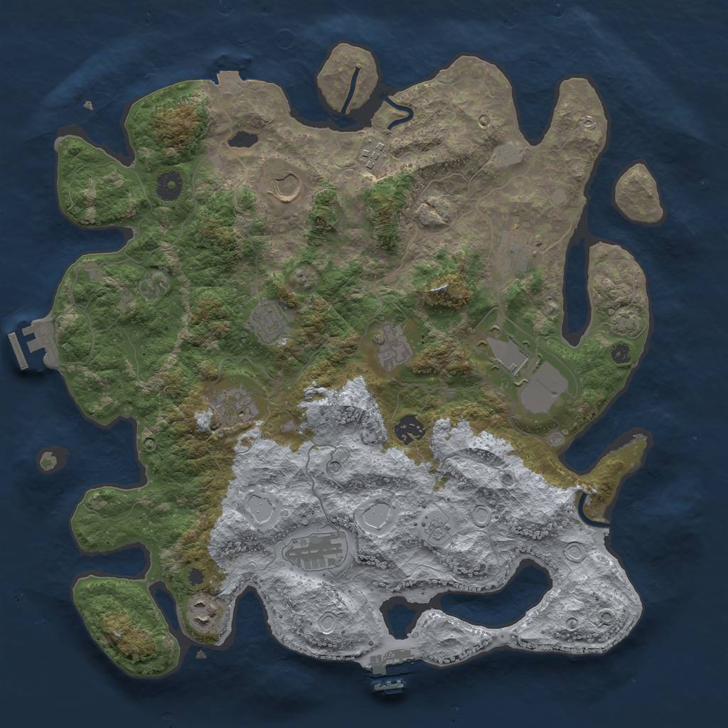 Rust Map: Procedural Map, Size: 3850, Seed: 3193131, 18 Monuments