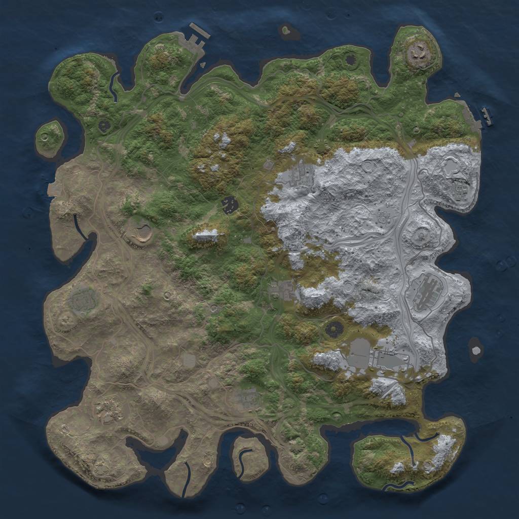 Rust Map: Procedural Map, Size: 4500, Seed: 946311723, 19 Monuments