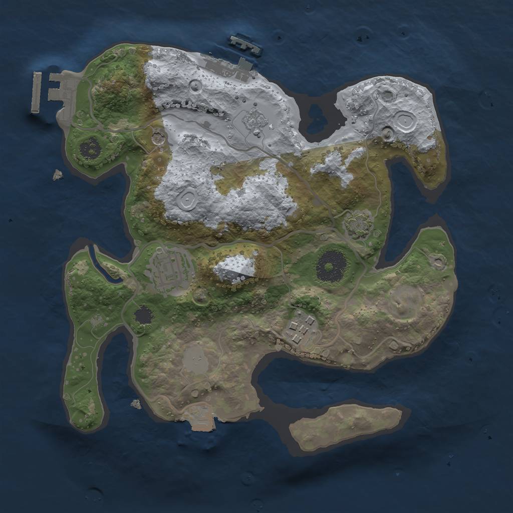 Rust Map: Procedural Map, Size: 2500, Seed: 214655, 10 Monuments