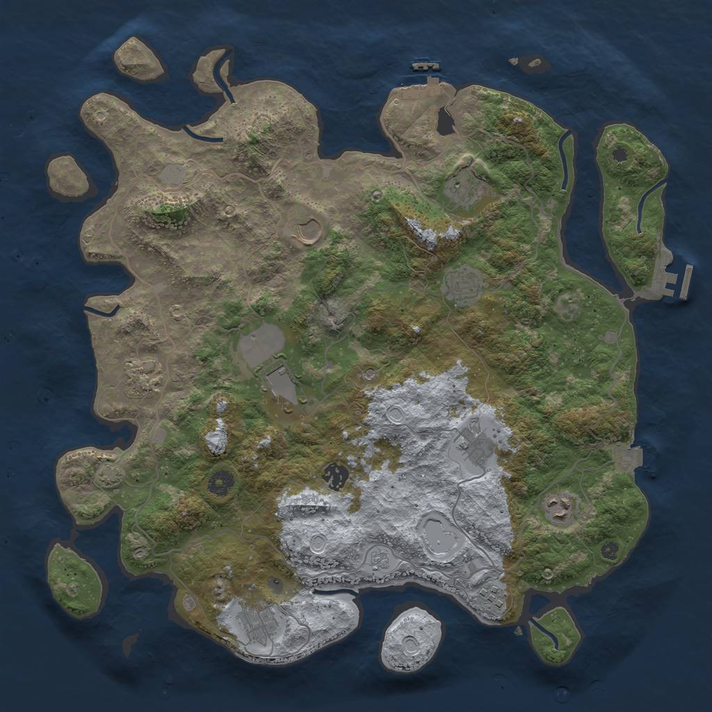 Rust Map: Procedural Map, Size: 4109, Seed: 7713684, 18 Monuments