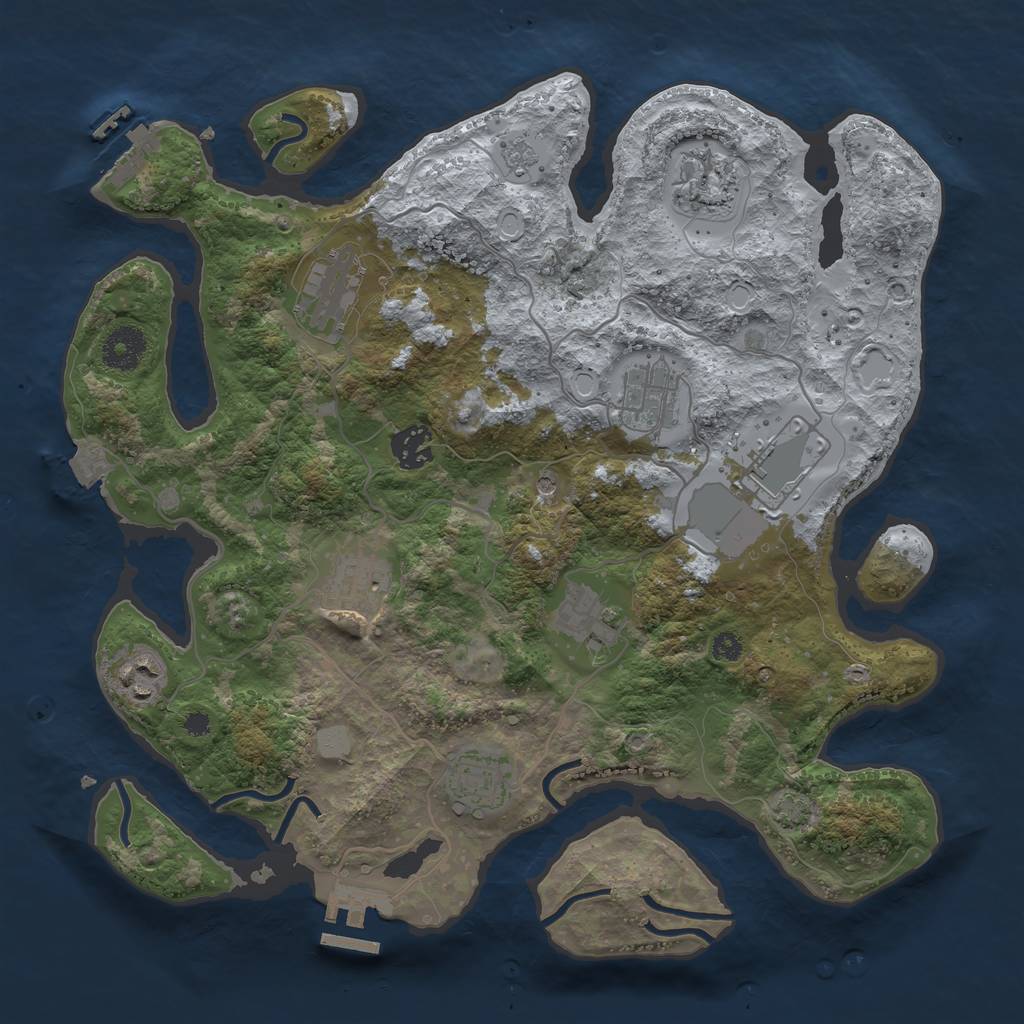 Rust Map: Procedural Map, Size: 3500, Seed: 1575981326, 17 Monuments