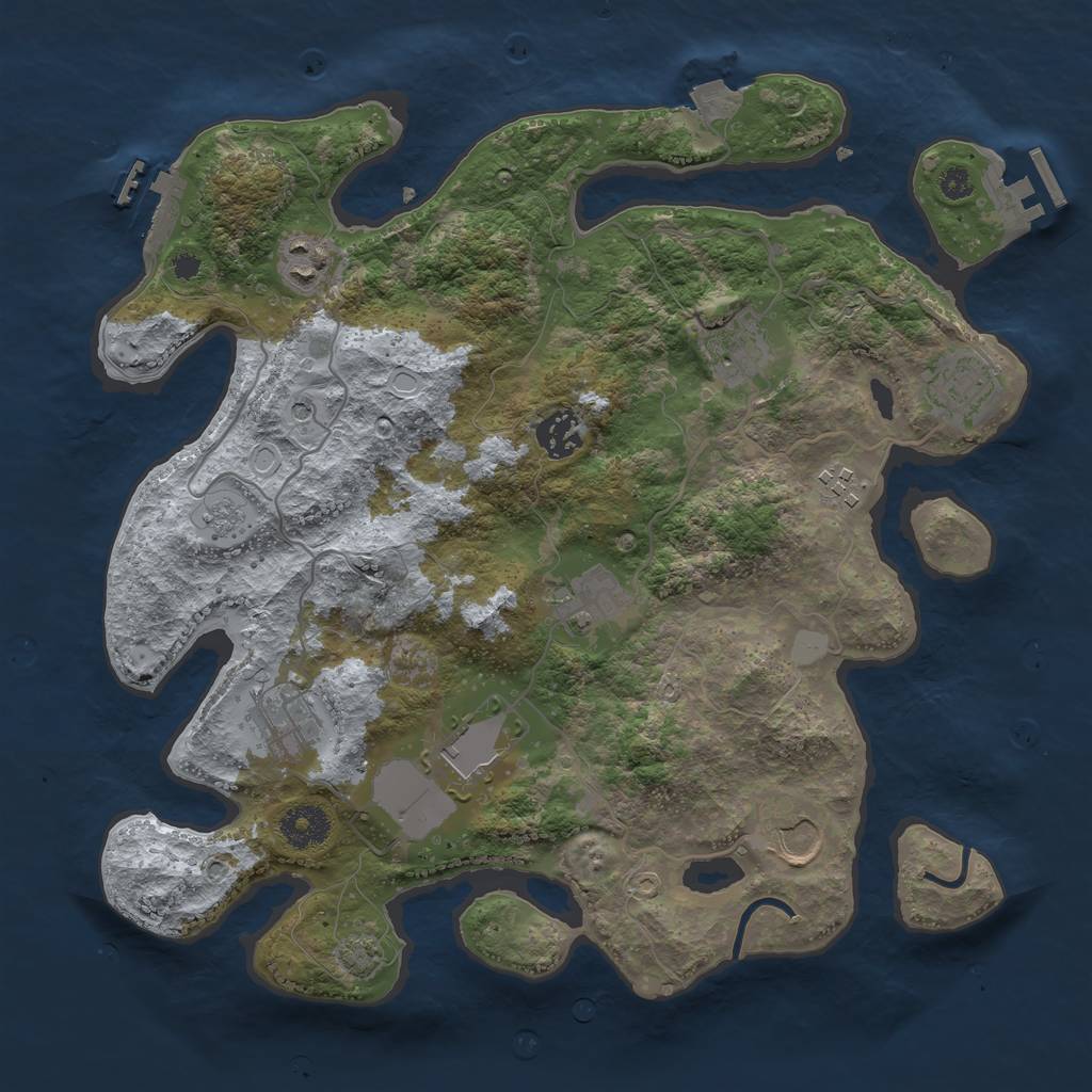 Rust Map: Procedural Map, Size: 3500, Seed: 1741956262, 17 Monuments