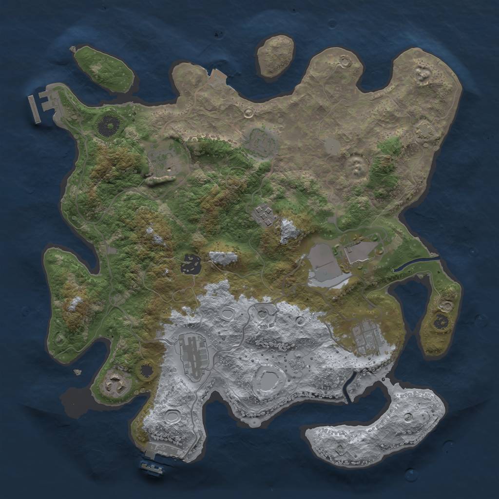 Rust Map: Procedural Map, Size: 3500, Seed: 576487920, 16 Monuments