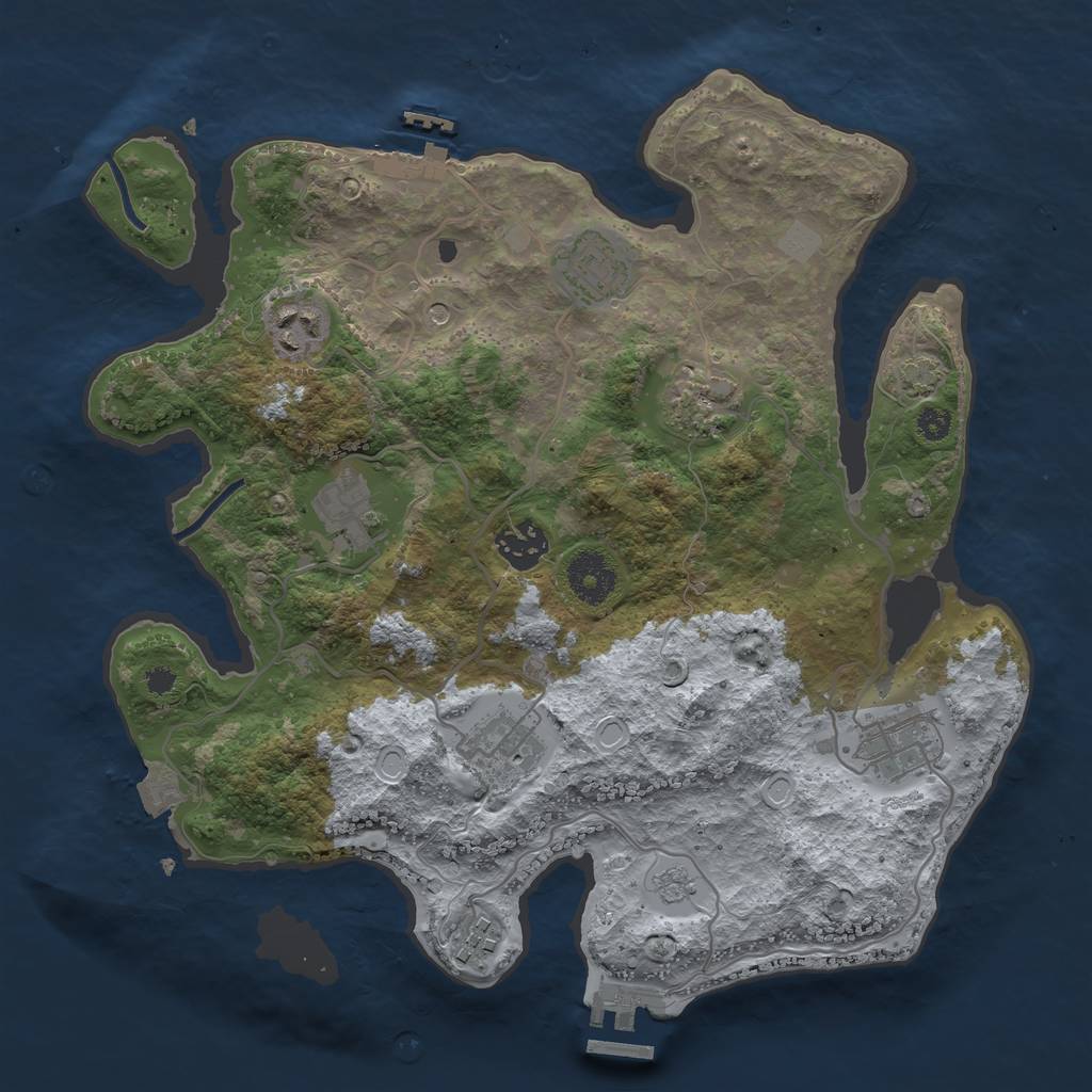 Rust Map: Procedural Map, Size: 3300, Seed: 1861794215, 16 Monuments