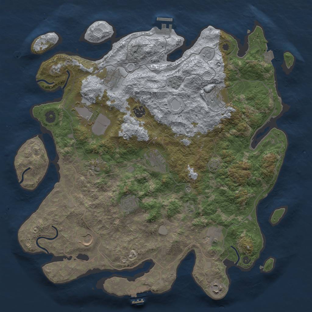 Rust Map: Procedural Map, Size: 4000, Seed: 329565174, 19 Monuments