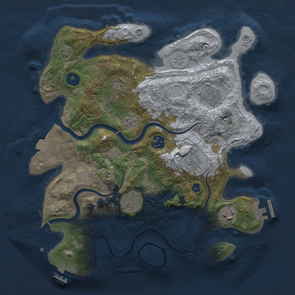 Rust Map: Procedural Map, Size: 3300, Seed: 1350734590, 13 Monuments