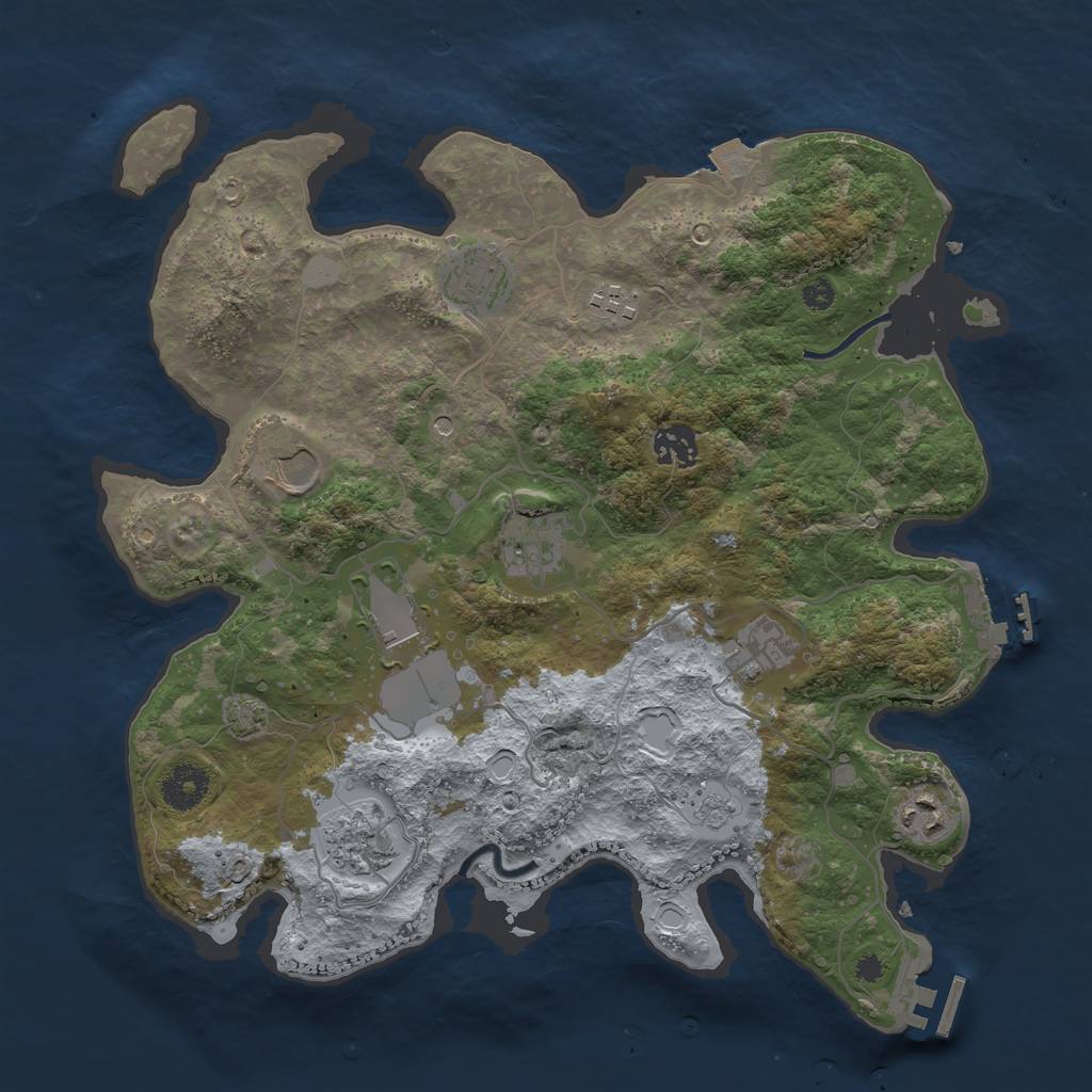 Rust Map: Procedural Map, Size: 3550, Seed: 65117063, 17 Monuments