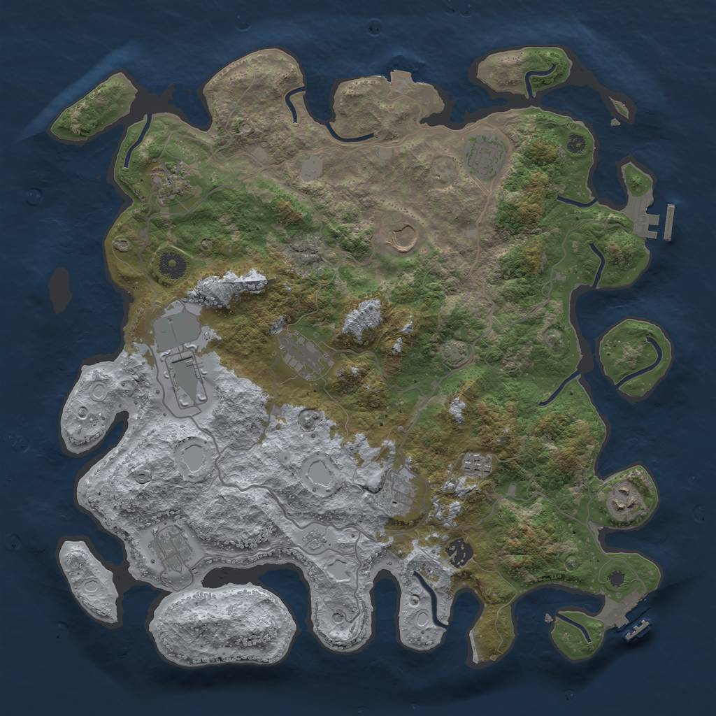 Rust Map: Procedural Map, Size: 4000, Seed: 1682925115, 18 Monuments