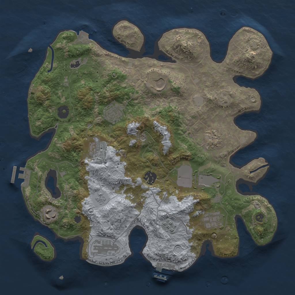 Rust Map: Procedural Map, Size: 3500, Seed: 1595926257, 18 Monuments