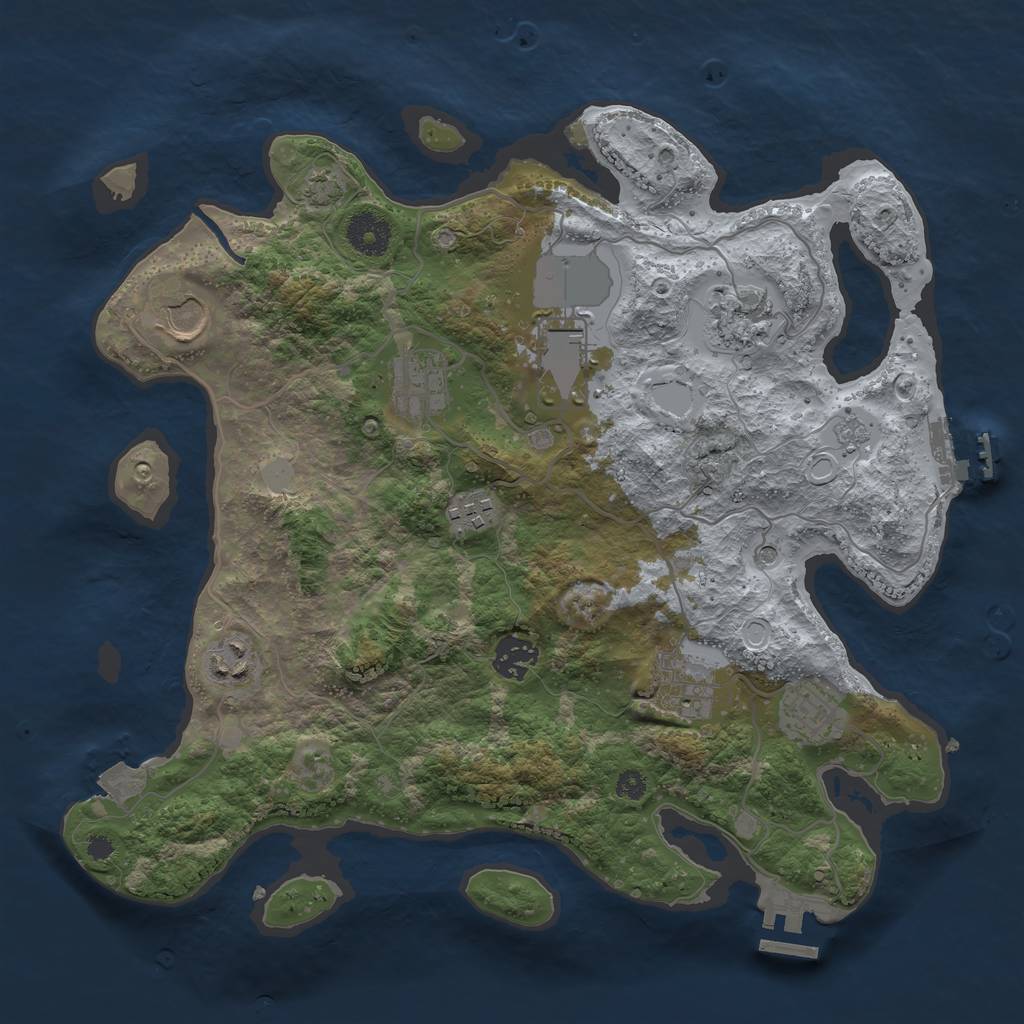 Rust Map: Procedural Map, Size: 3500, Seed: 2057058169, 17 Monuments